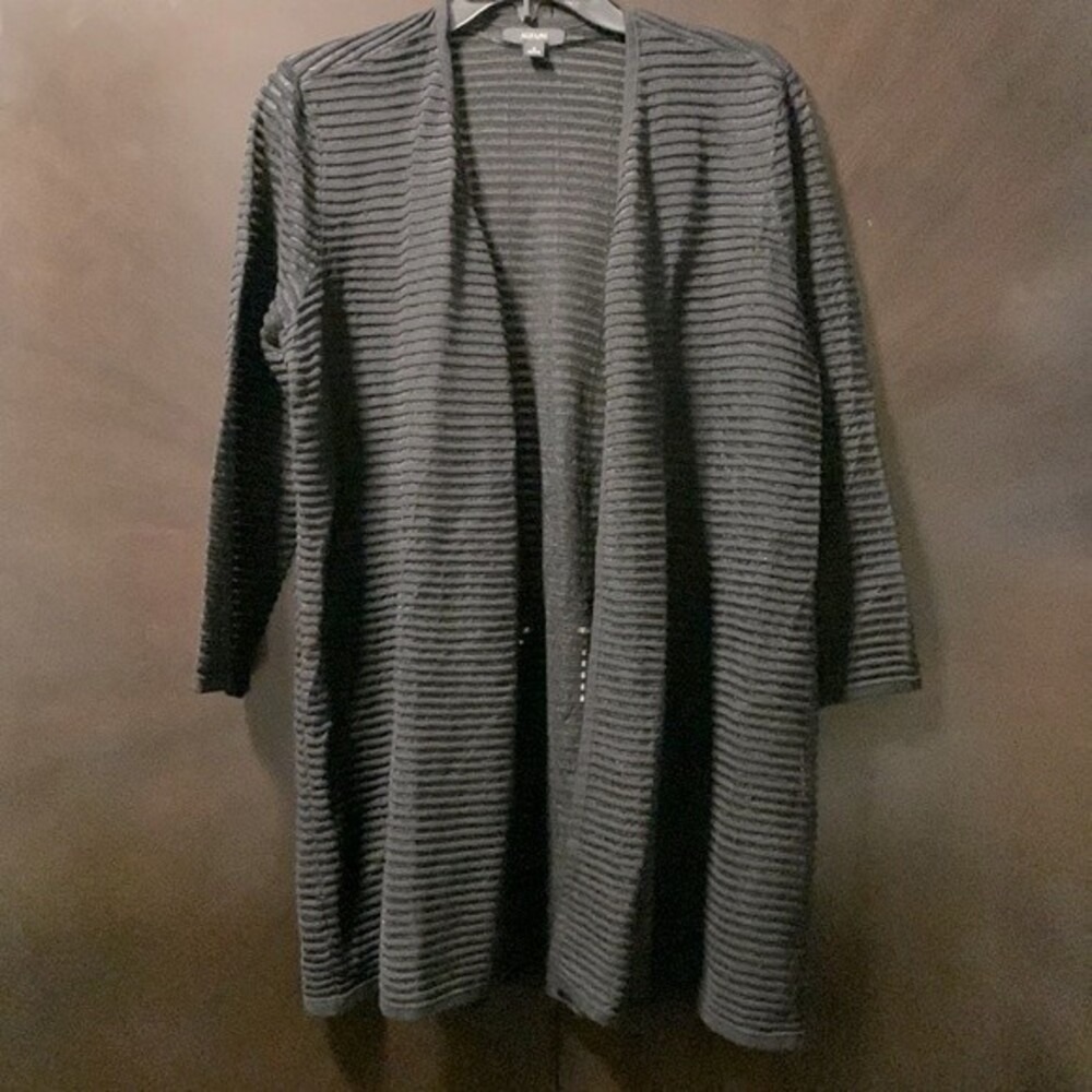 ALFANI sheer/striped/thigh- length, dress jacket, size‎ M